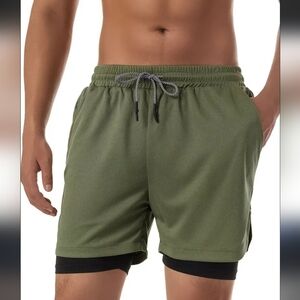 SHEIN Army Green Athletic Shorts for Men